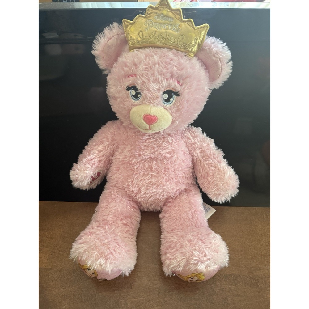 Build A Bear BAB Disney Princess Pink Glitter 18" Plush Stuffed Animal w/ Tiara